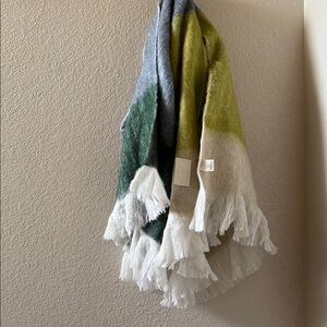 Anthropologie Cozy Green, gray blue, and Cream Throw
